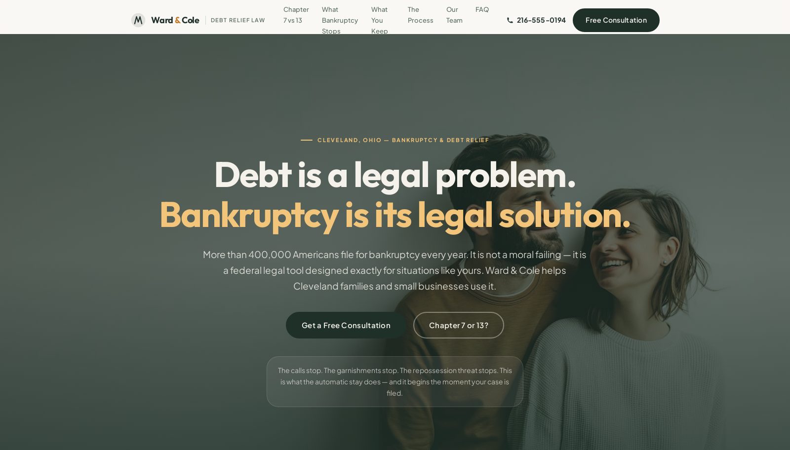 Ward & Cole Debt Relief Law demo preview