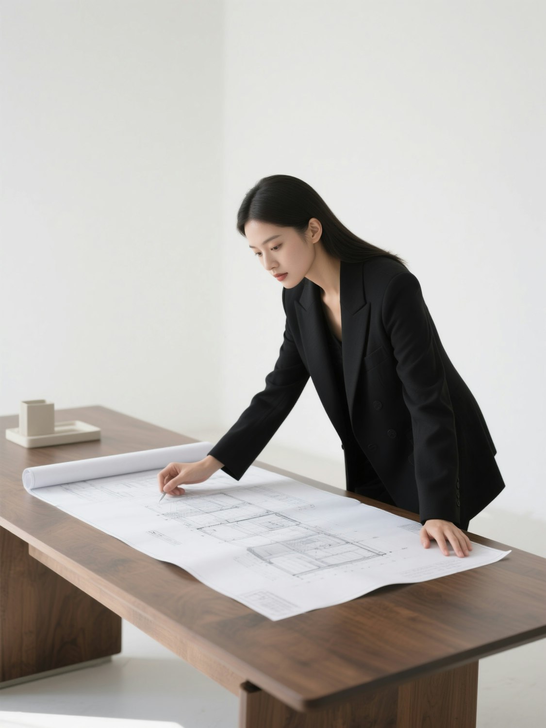 Real estate professional reviewing property documents