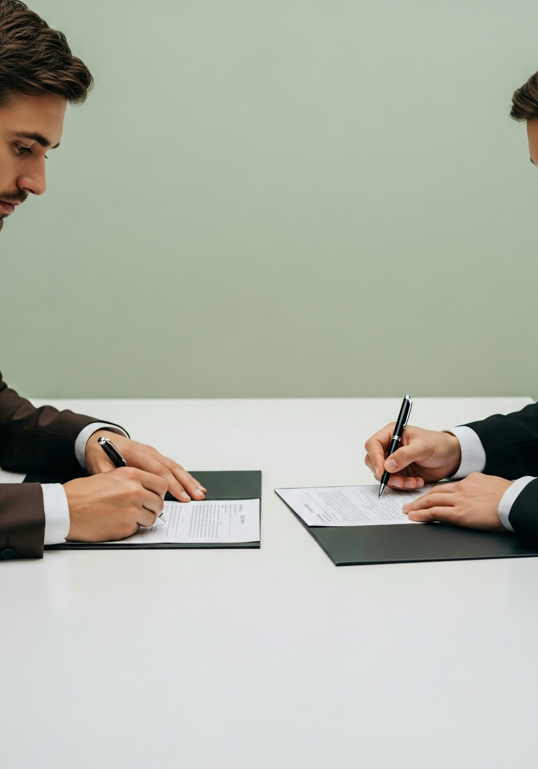 Clients signing real estate documents at closing