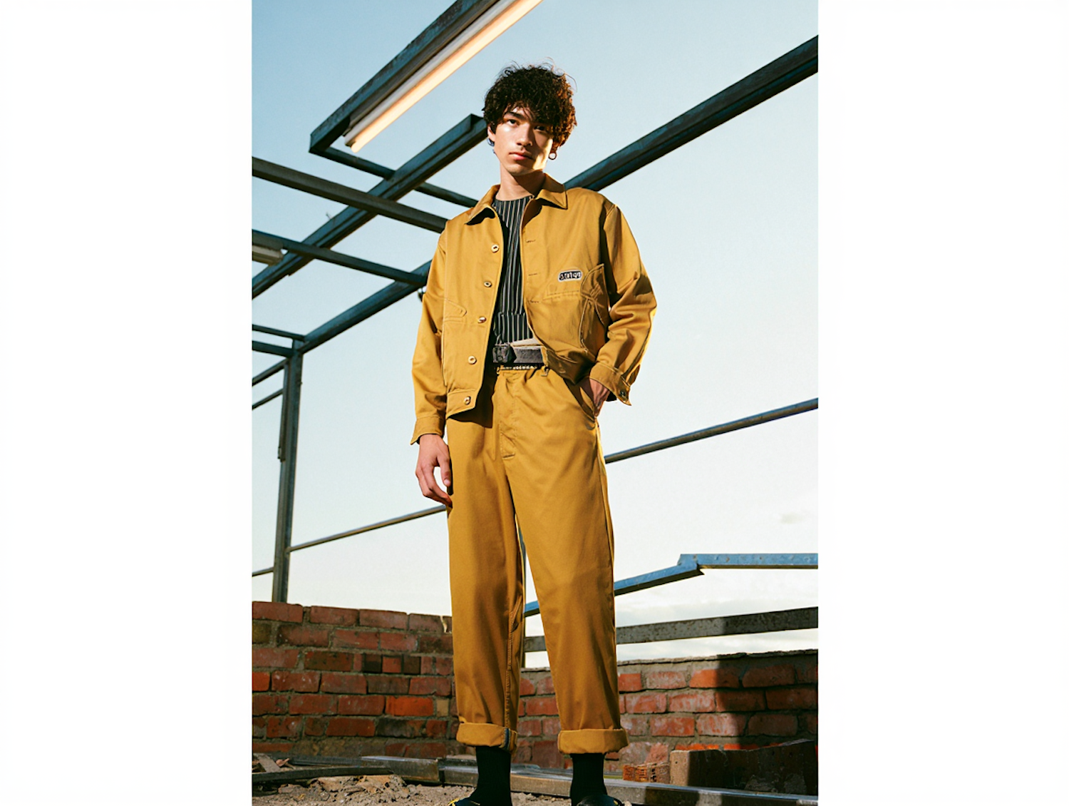Construction worker in safety gear on a job site